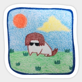 Doge sunglasses, Character dog, Pencil color drawing Sticker